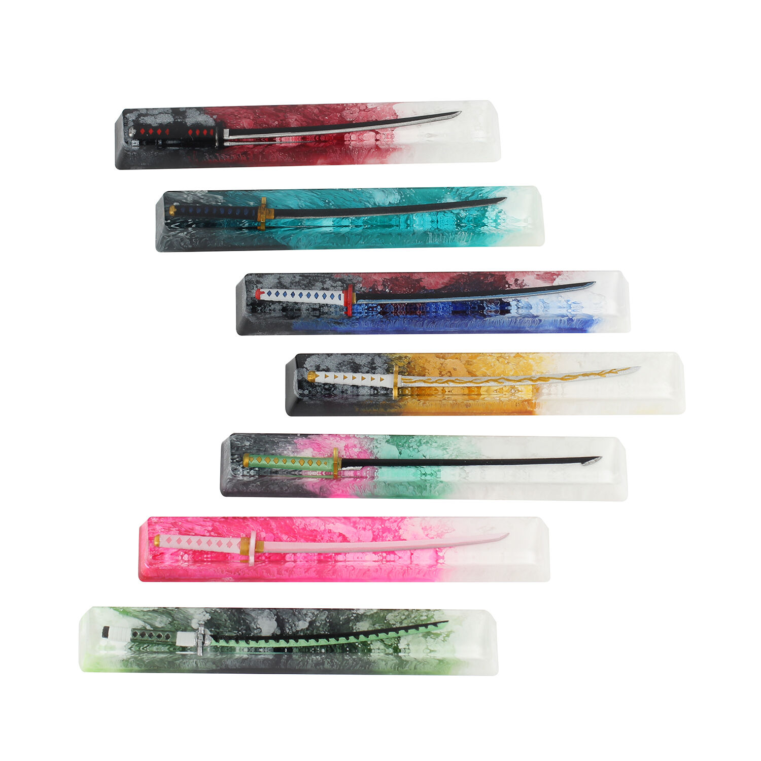 Dropship Demon Slayer Katana Custom OEM 6.25u Resin Spacebar Keycap Artisan Anime Keycaps for MX Switch Mechanical Keyboard